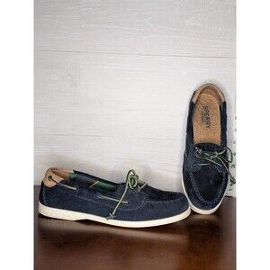 Sperry Top-Sider Women 6.5 M Navy Blue Suede Boat Shoes Moccasin Coastal Preppy